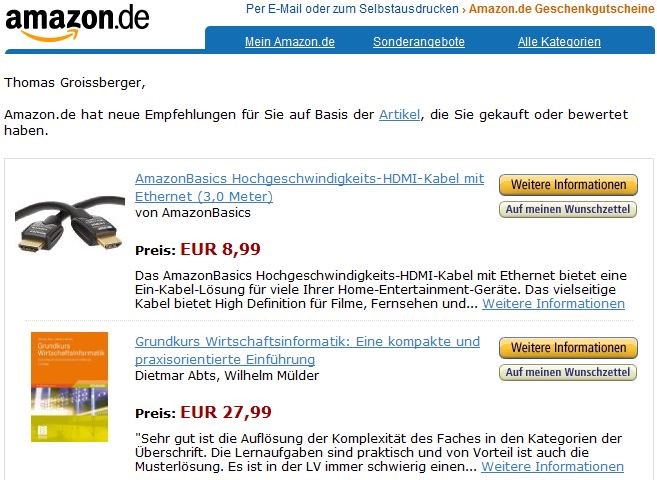 E-Mail Remarketing am Beispiel Amazon